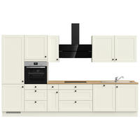 KÜCHENBLOCK 360 cm   in Weiß, Eichefarben  - Eichefarben/Schwarz, MODERN, Holzwerkstoff/Metall (360cm) - Nobilia