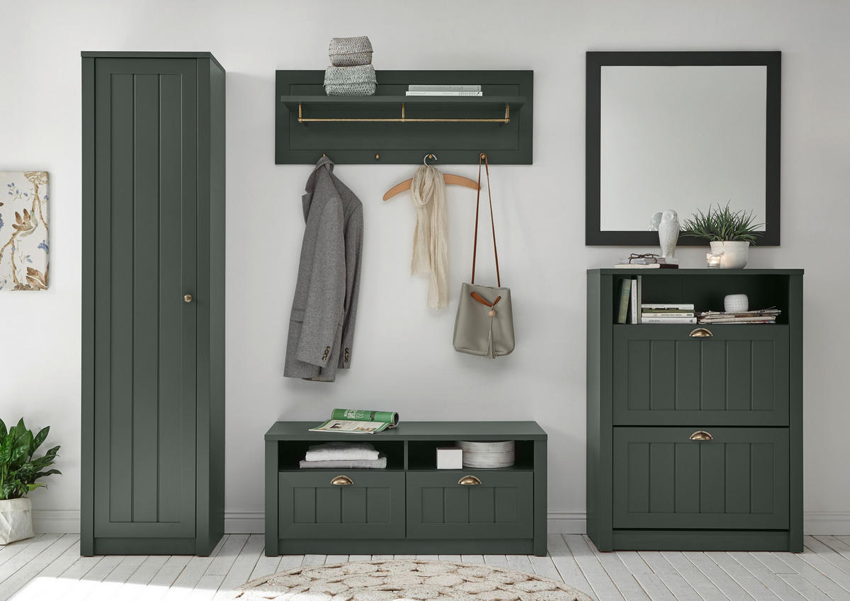 GARDEROBE 5-teilig  in 273/198/43 cm  - Grün, Design, Holzwerkstoff (273/198/43cm) - Modante