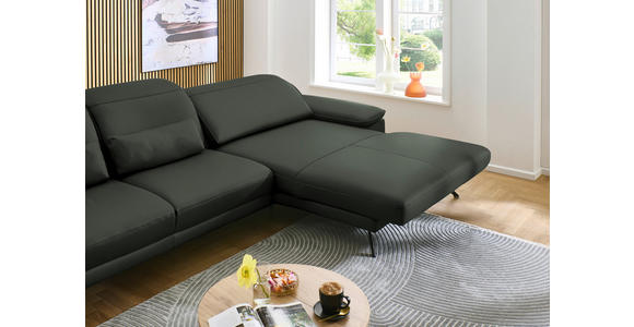 ECKSOFA in Echtleder Dunkelgrün 332/193 cm - Dunkelgrün/Schwarz, Design, Leder/Metall (332/193cm) - Dieter Knoll
