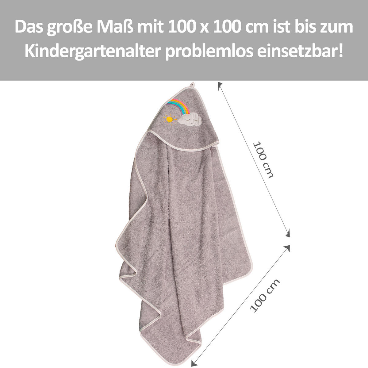 KAPUZENBADETUCH 100/100 cm    - Hellgrau, Basics, Textil (100/100cm)