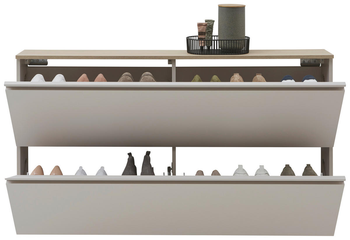 SCHUHSCHRANK Eichefarben, Kaschmir  - Kaschmir/Eichefarben, Design, Holzwerkstoff/Metall (140,1/80/19cm) - Voleo