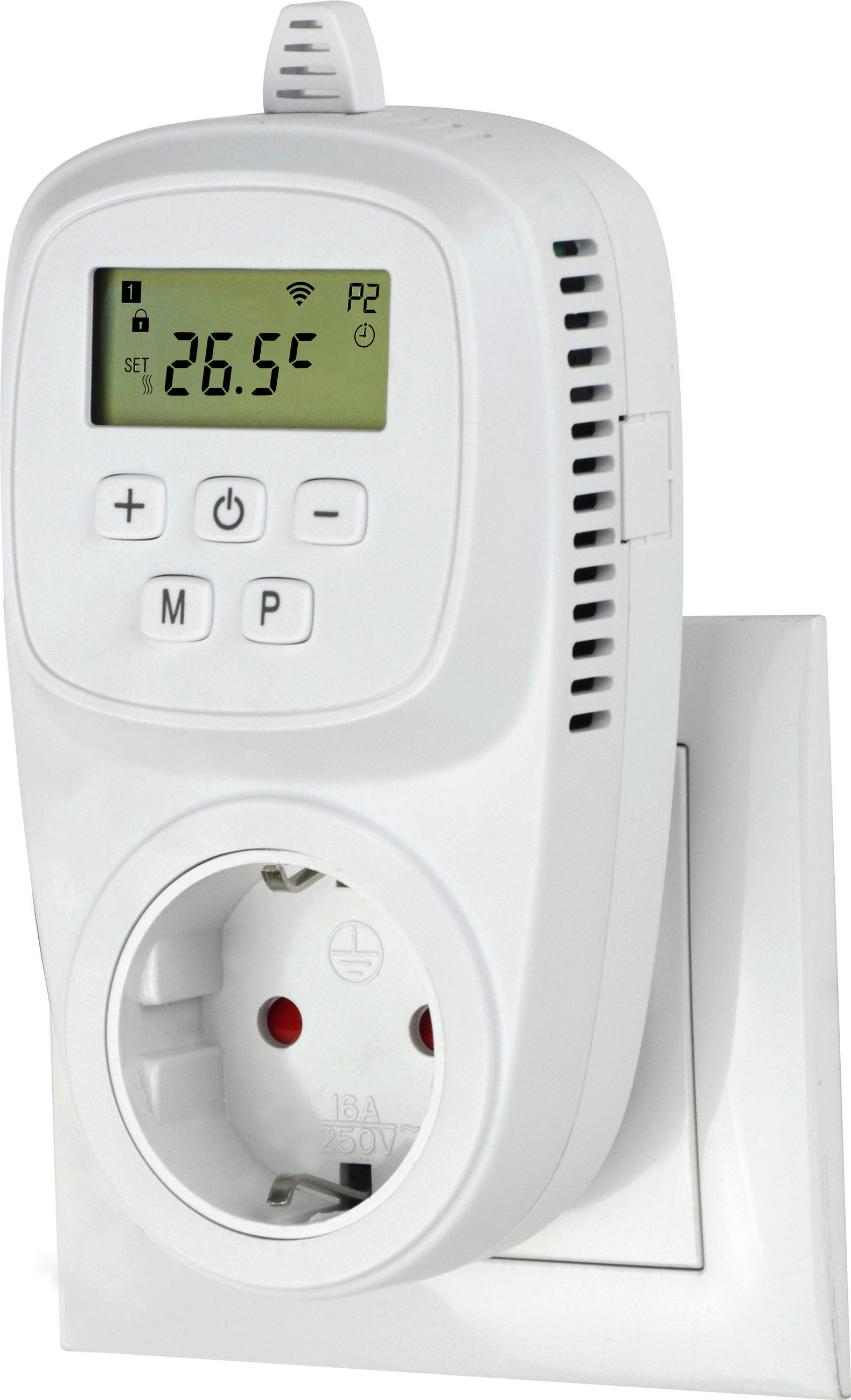 STECKDOSENTHERMOSTAT  - Weiß, Basics, Kunststoff (14cm)
