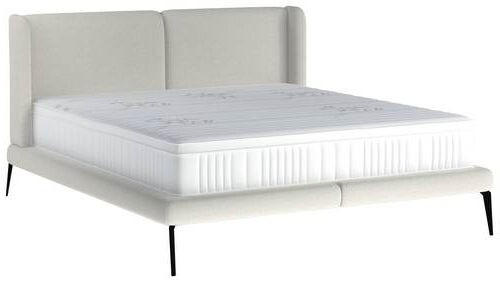 POLSTERBETT gepolstertes Kopfteil Weiß 180/200 cm - Schwarz/Weiß, MODERN, Textil/Metall (180/200cm) - Livetastic
