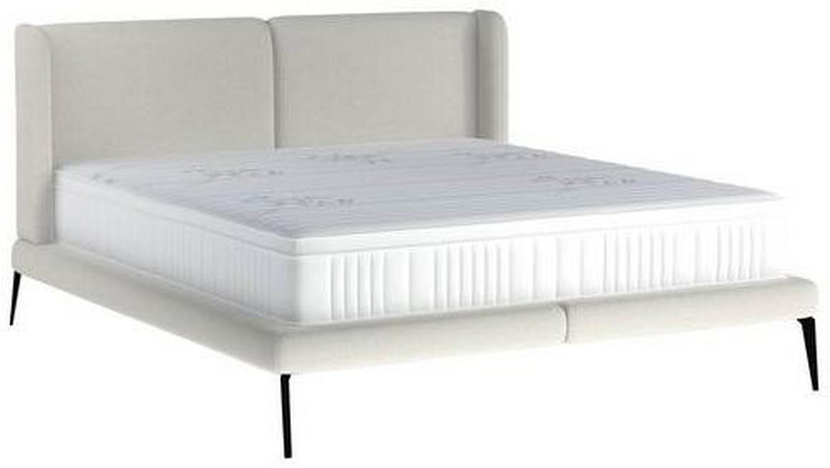 POLSTERBETT 180/200 cm  in Weiss  - Weiss/Schwarz, Modern, Textil/Metall (180/200cm) - Livetastic