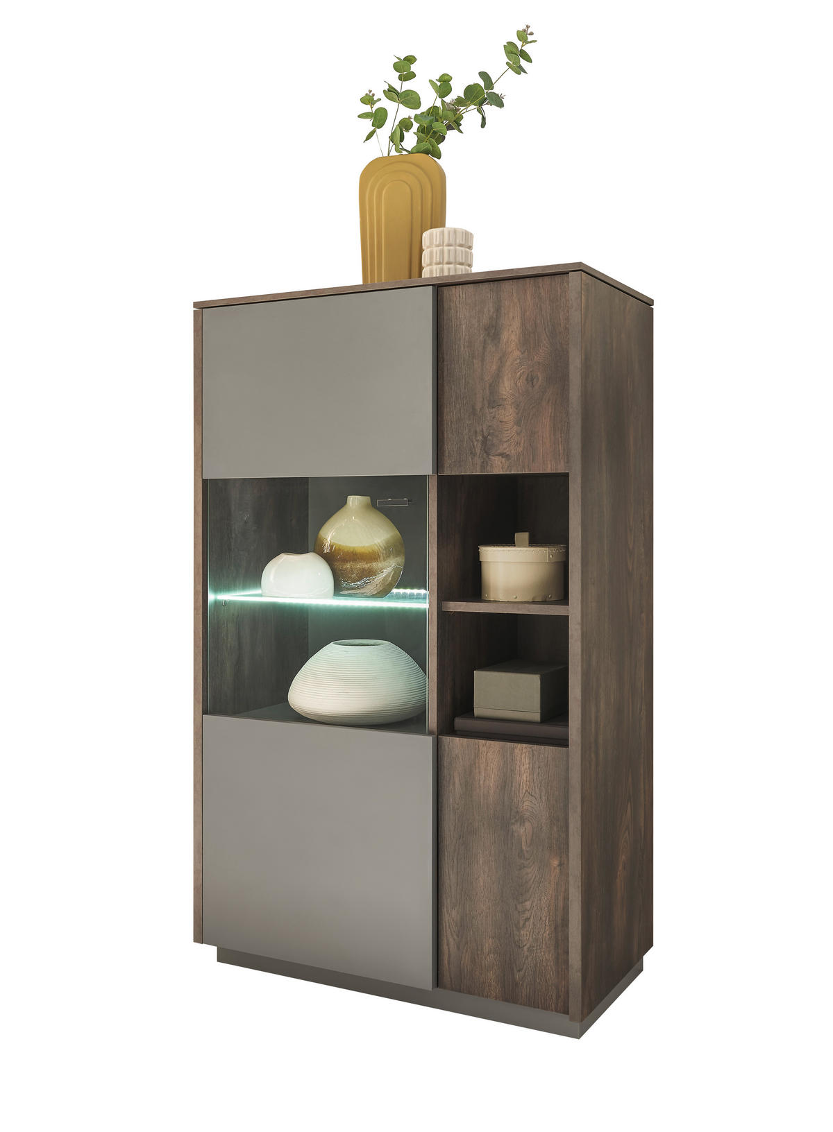 HIGHBOARD  in 80/130/40 cm  - Eichefarben/Anthrazit, Design, Glas/Holzwerkstoff (80/130/40cm) - MID.YOU