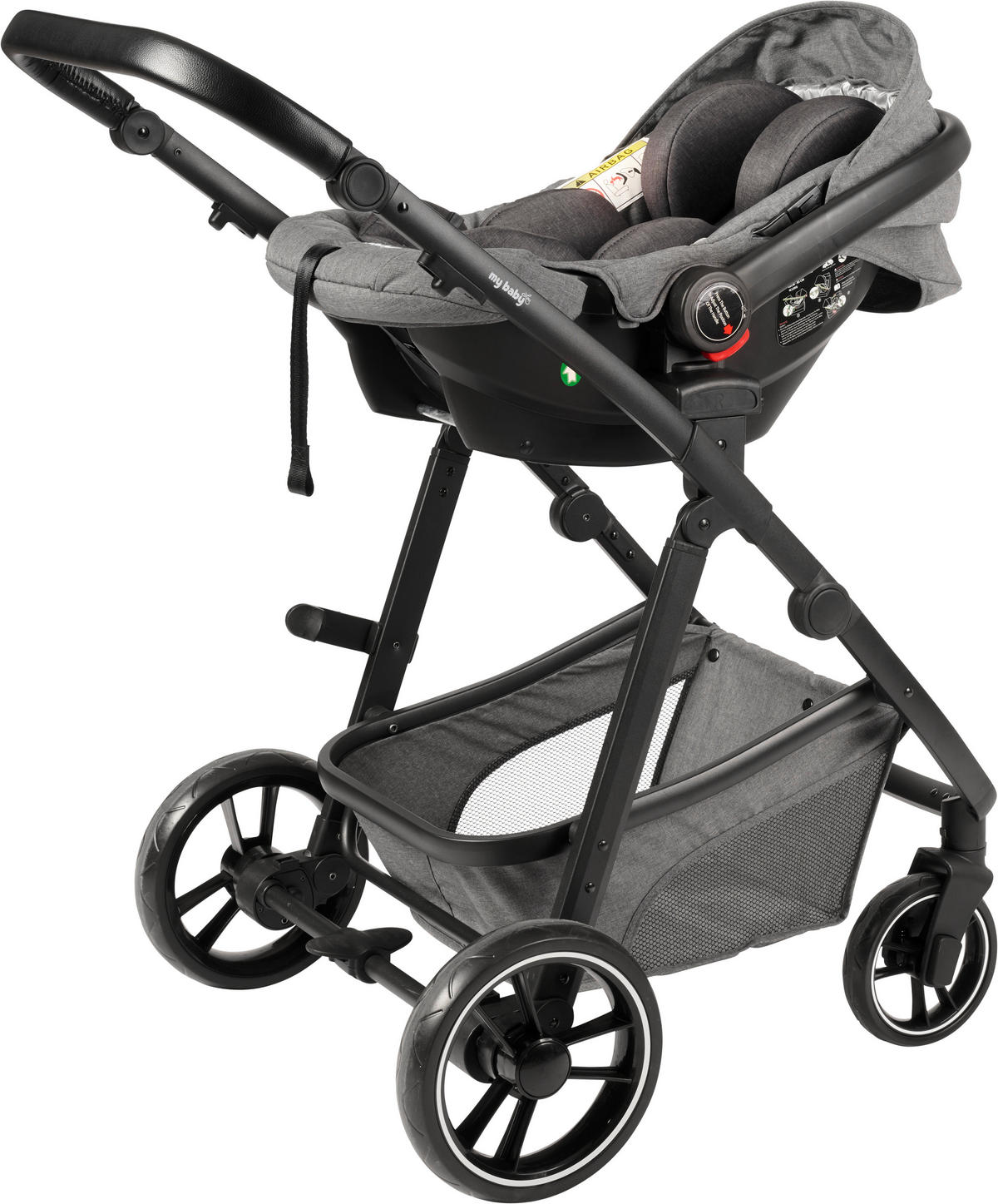 KINDERWAGENSET  Korfu   - Dunkelgrau/Schwarz, Basics, Kunststoff/Textil - My Baby Lou