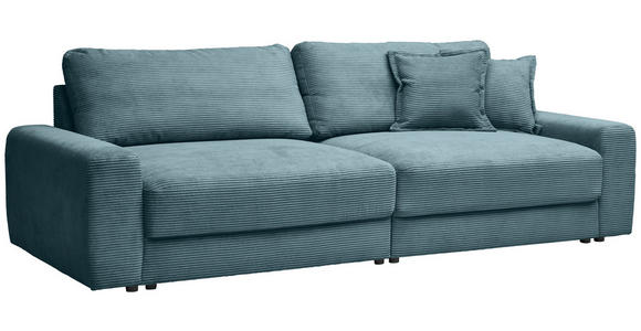 BIGSOFA Cord Graublau  - Graublau/Schwarz, MODERN, Kunststoff/Textil (278/93/112cm) - Carryhome