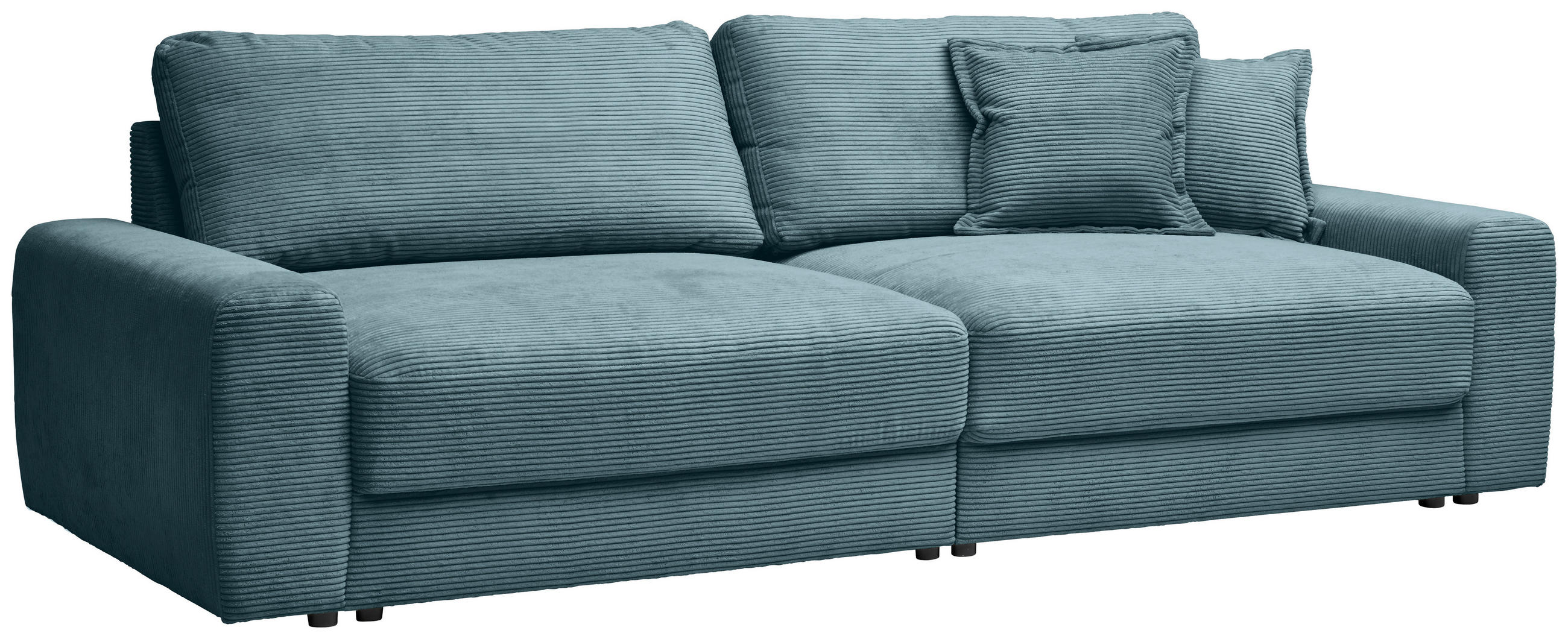 BIGSOFA in Cord Graublau  - Graublau/Schwarz, MODERN, Kunststoff/Textil (278/93/112cm) - Carryhome