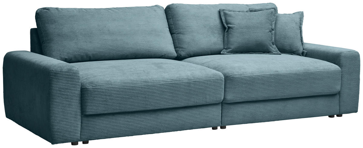 BIGSOFA in Cord Graublau  - Graublau/Schwarz, Modern, Kunststoff/Textil (278/93/112cm) - Carryhome