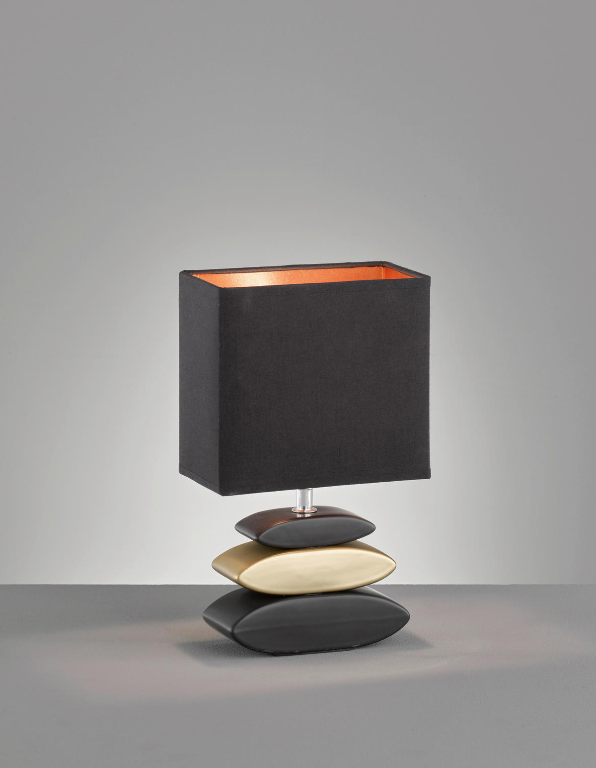 LAMPE DE TABLE - noir/doré, Basics, céramique/textile (17/10/29cm)