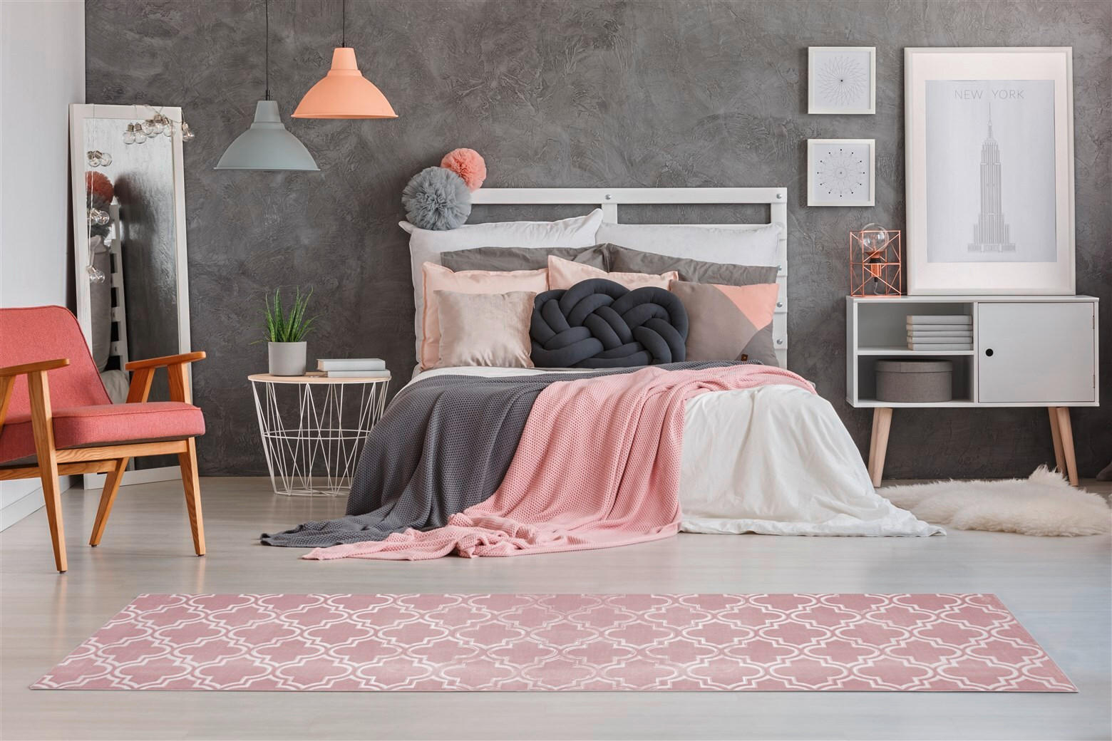 LÄUFER 80/300 cm Monroe 100 Rosa Rosa - Rosa, KONVENTIONELL, Kunststoff/Textil (80/300cm)