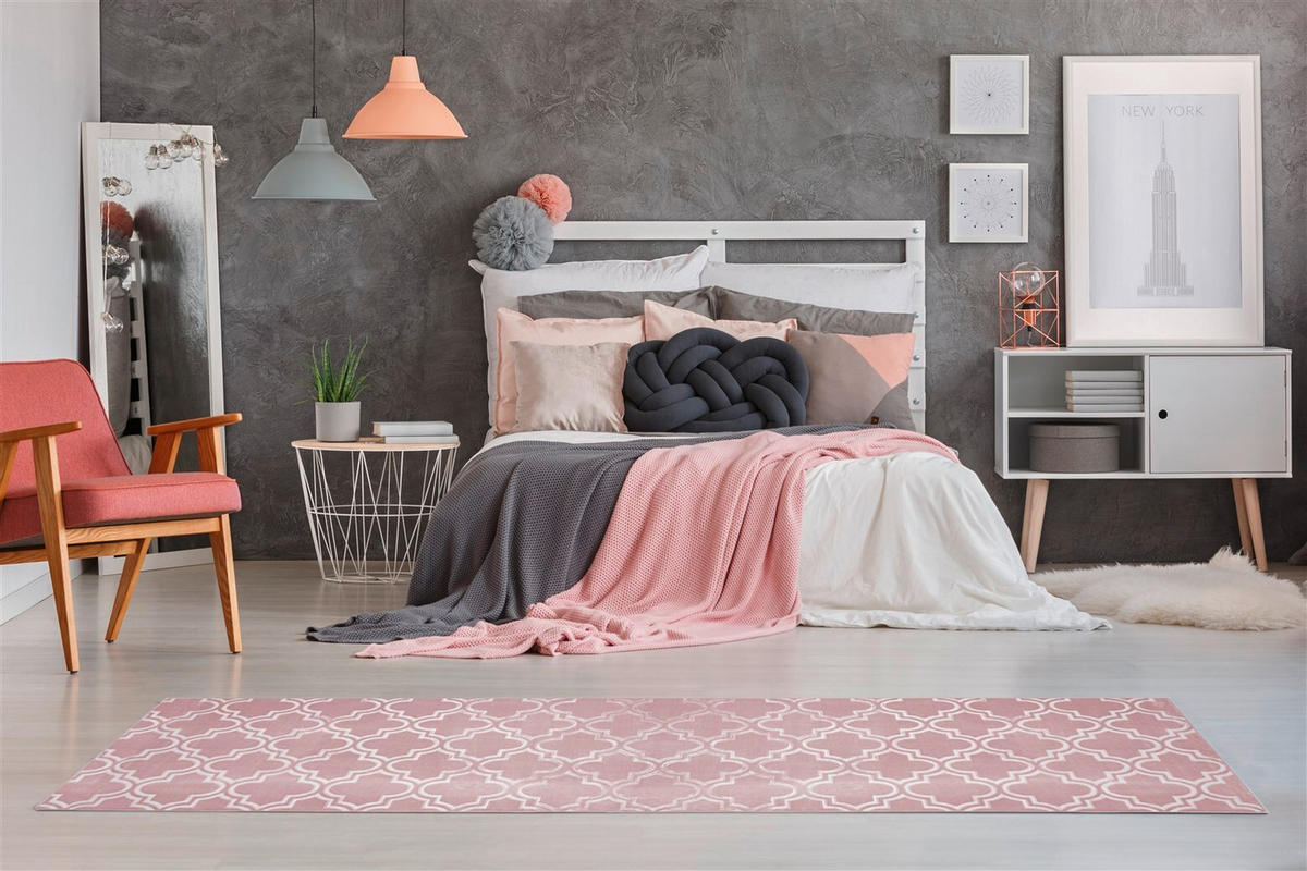 LÄUFER 80/300 cm Monroe 100 Rosa  - Rosa, KONVENTIONELL, Kunststoff/Textil (80/300cm)