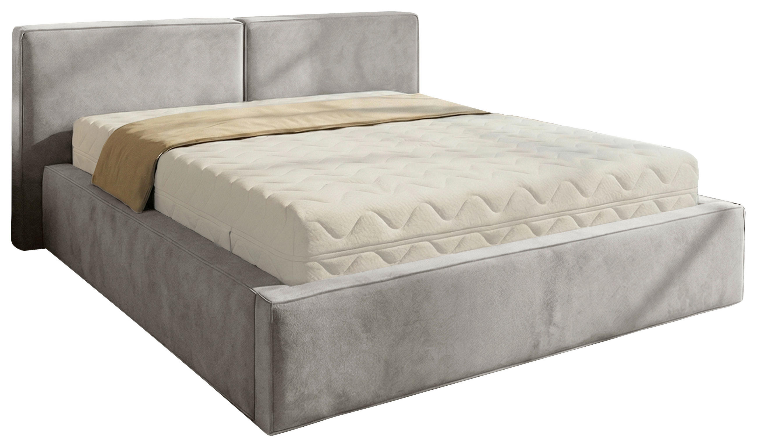 POLSTERBETT 180/200 cm,  in Hellgrau, gepolstertes Kopfteil, Lattenrost, Bettkasten,  - Hellgrau/Schwarz, MODERN, Holz/Kunststoff (180/200cm) - Chameo