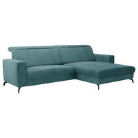 ECKSOFA 290/178 cm  in Cord Petrol Kopfteilverstellung  290/178 cm  - Petrol/Schwarz, KONVENTIONELL, Textil/Metall (290/178cm) - Sit & More
