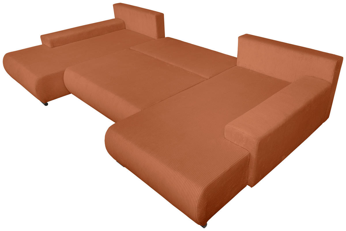 WOHNLANDSCHAFT  in Cord Rostfarben  - Rostfarben/Schwarz, KONVENTIONELL, Textil/Metall (191/351/191cm) - Carryhome