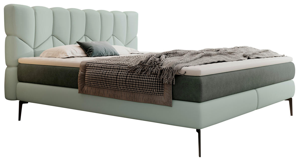 BOXSPRINGBETT 160/200 cm  in Mintgrün  - Schwarz/Mintgrün, Design, Leder/Textil (160/200cm) - Esposa
