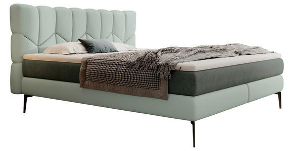 BOXSPRINGBETT 180/200 cm  in Mintgrün  - Schwarz/Mintgrün, Design, Leder/Textil (180/200cm) - Esposa