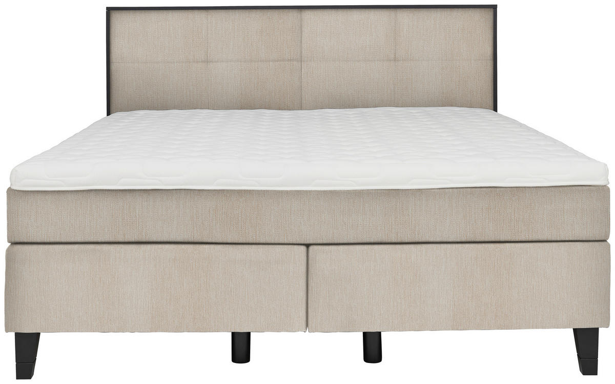 BOXSPRINGBETT 160/200 cm  in Taupe  - Taupe/Schwarz, Design, Holz/Textil (160/200cm) - Hom`in