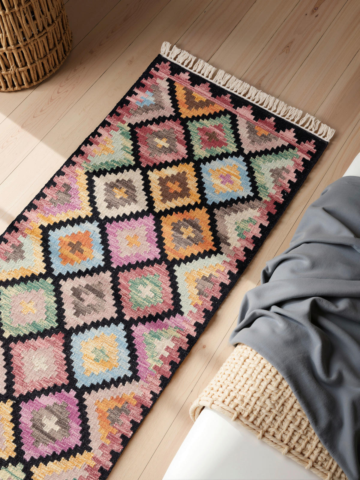 LÄUFER 60/190 cm Kamal  - Multicolor/Schwarz, Design, Textil (60/190cm)