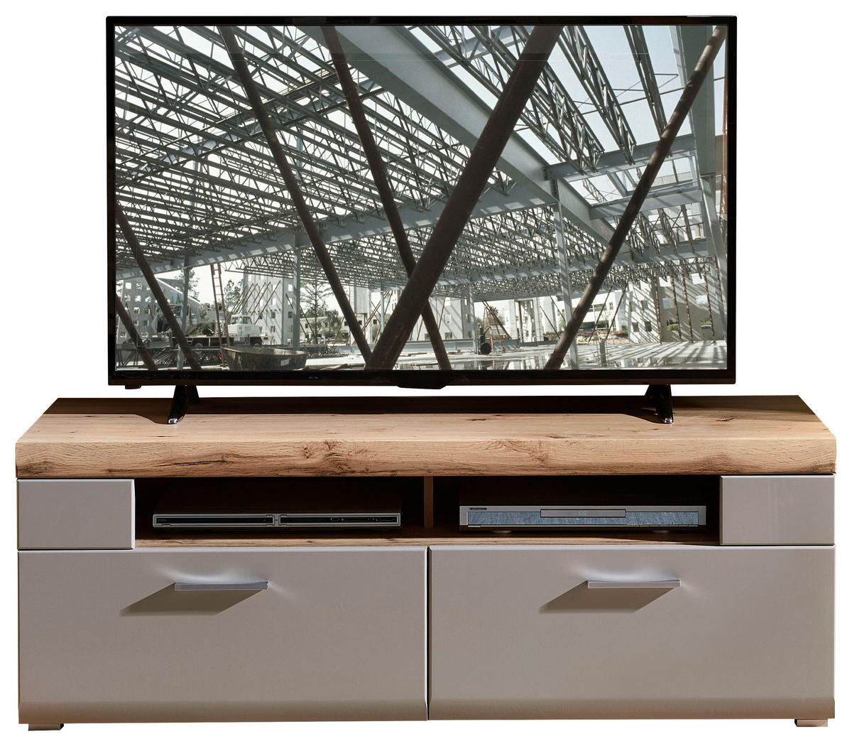 KOMODA POD TELEVIZI, barvy dubu, 140/51/47 cm - barvy dubu/barvy chromu, Design, kov/kompozitní dřevo (140/51/47cm) - Hom`in