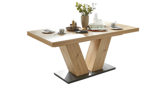 ESSTISCH in Holzwerkstoff 180-280/90/76 cm - Schwarz/Eiche Artisan, KONVENTIONELL, Holzwerkstoff (180-280/90/76cm) - Hom`in