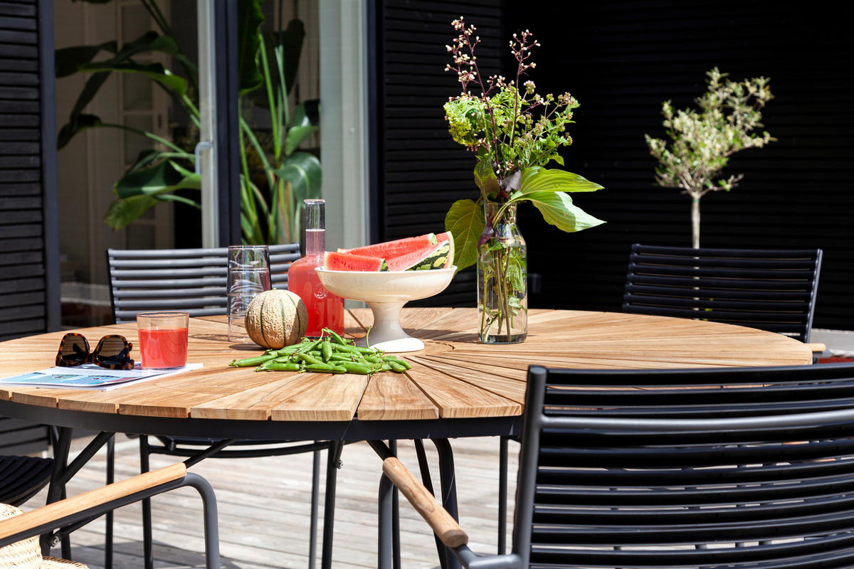 STAPELSTUHL in Kunststoff Anthrazit, Schwarz, Teakfarben  - Anthrazit/Schwarz, KONVENTIONELL, Holz/Kunststoff (60/84/56cm) - Gardenson