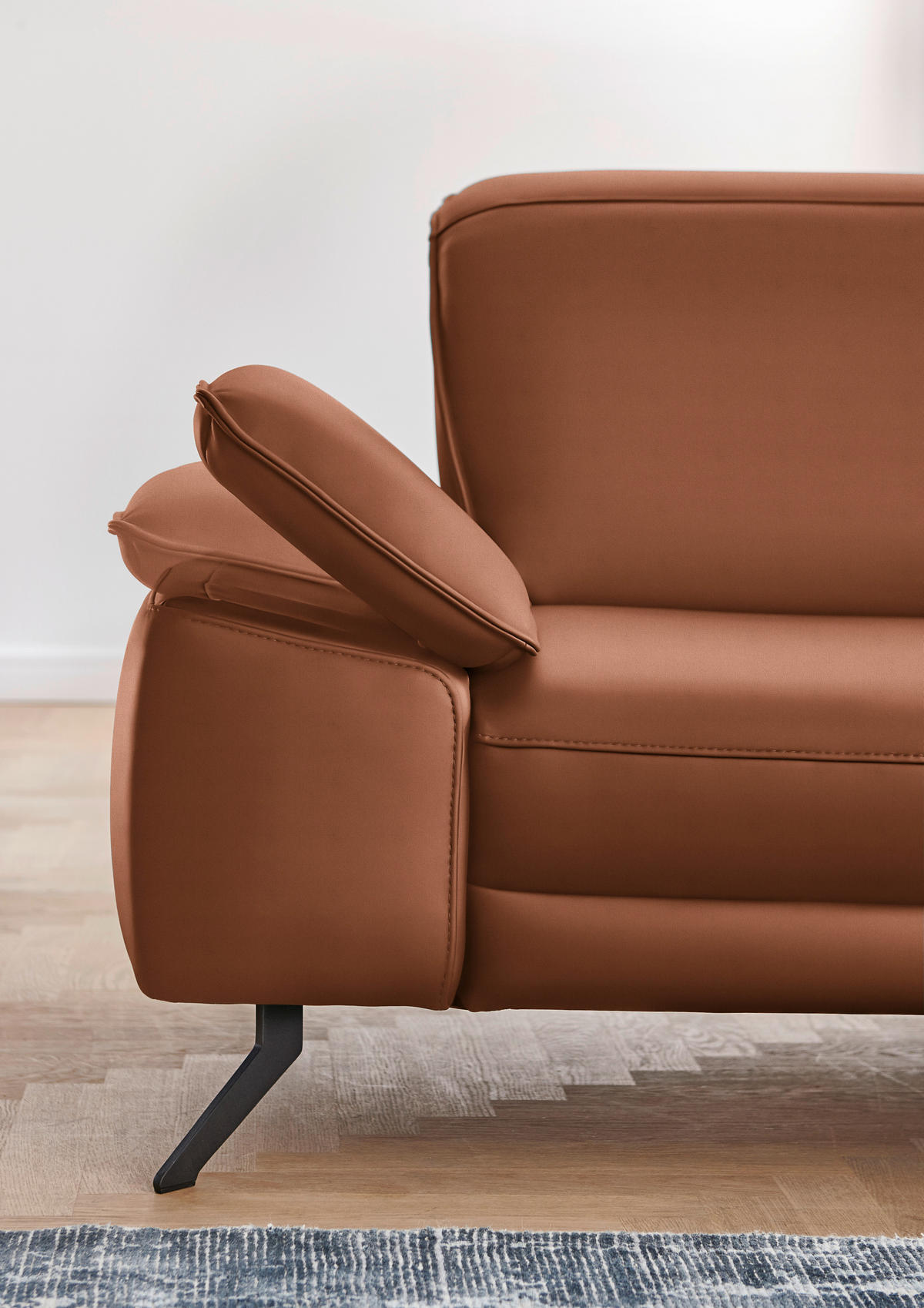 ECKSOFA in Echtleder Cognac  - Cognac/Schwarz, Design, Leder/Metall (328/193cm) - Dieter Knoll