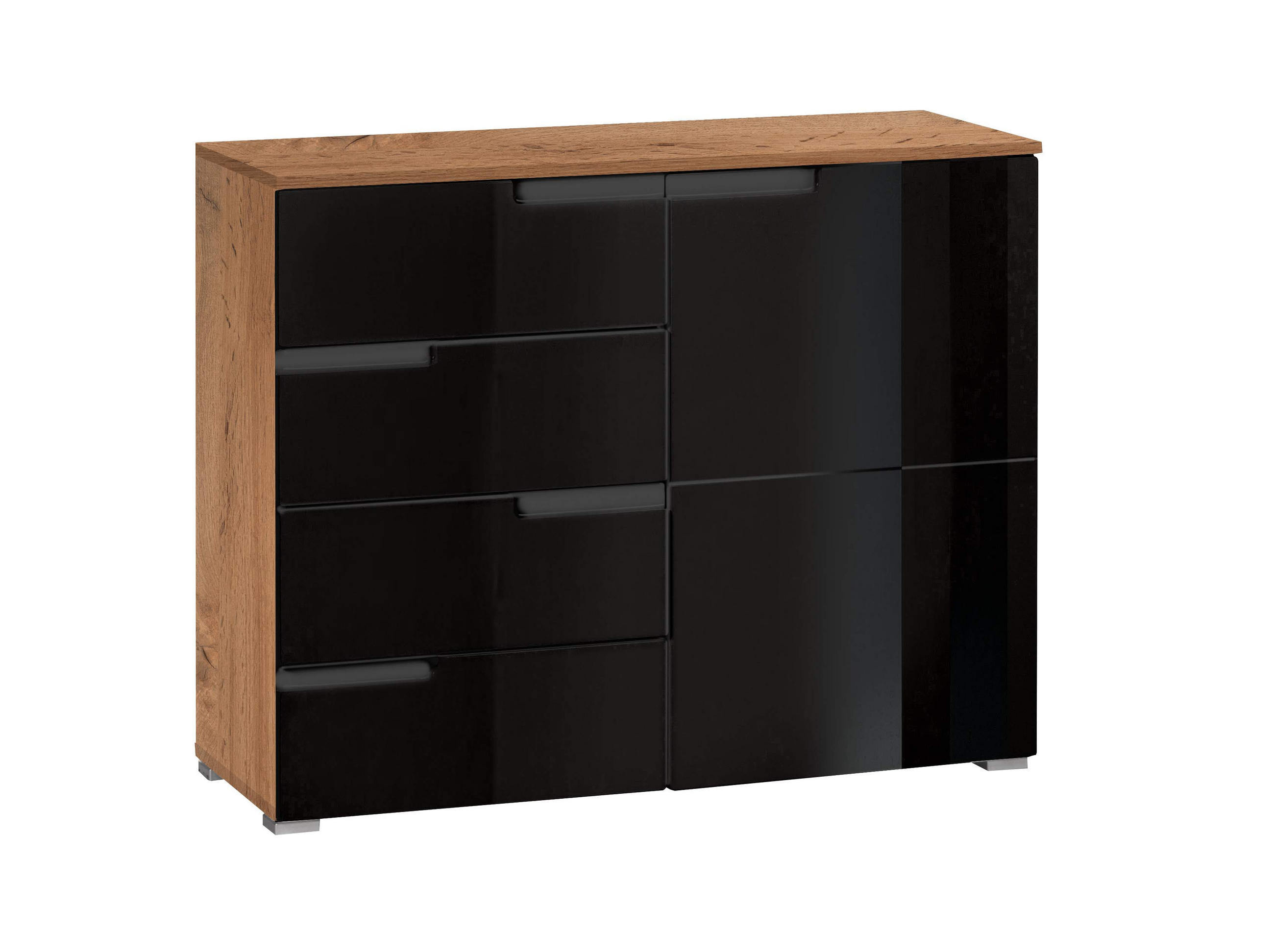 KOMODA, črna, barve hrasta - črna/siva, Moderno, umetna masa/leseni material (100/80/40cm) - MID.YOU