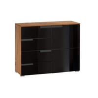KOMODA  100/80/40 cm  crna, boja hrasta  - siva/boja hrasta, Moderno, pločasti materijal/plastika (100/80/40cm)