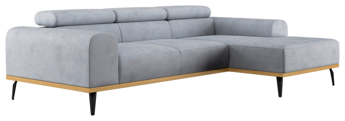 ECKSOFA Hellgrau Mikrofaser  - Hellgrau/Schwarz, KONVENTIONELL, Textil/Metall (244/157cm) - Cotta