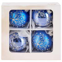 CHRISTBAUMKUGEL-SET 6 cm 4-teilig  - Blau, LIFESTYLE, Glas/Metall (6cm) - X-Mas