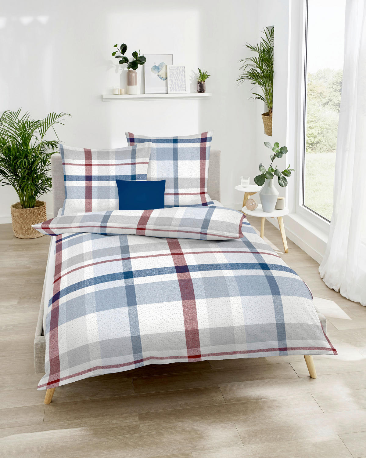 POSTELJNINA Madras Karo 140/200 cm mečkanka temno modra  - temno modra, Konvencionalno, tekstil (140/200cm) - Kaeppel