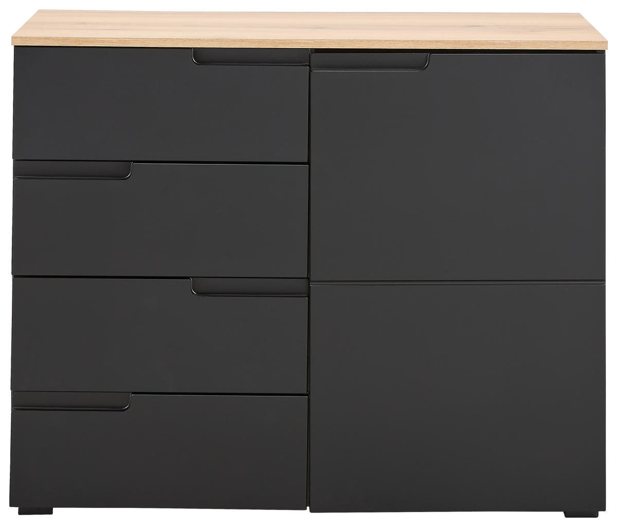 KOMMODE Swim, 100/80/40 cm, 4 Schublade(n)  - Eichefarben/Schwarz, Design, Holzwerkstoff/Kunststoff (100/80/40cm) - MID.YOU