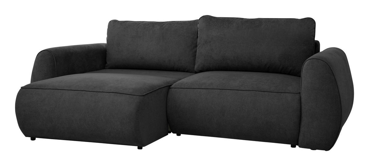 SCHLAFSOFA Chenille Graphitfarben  inkl. Zierkissen, Rückenkissen, Bettkasten, Schlaffunktion, Rücken echt, Liegefläche im Originalstoff  - Schwarz/Graphitfarben, KONVENTIONELL, Kunststoff/Textil (257/96/110cm) - Milino
