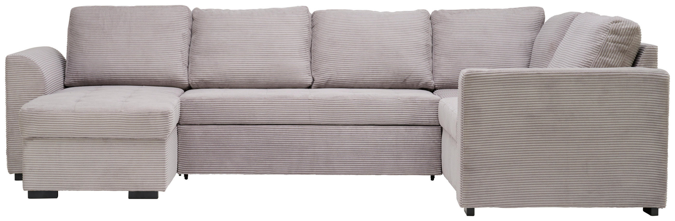 WOHNLANDSCHAFT in Cord, Velours Hellgrau  - Hellgrau/Schwarz, Design, Kunststoff/Textil (160/311/205cm) - Xora