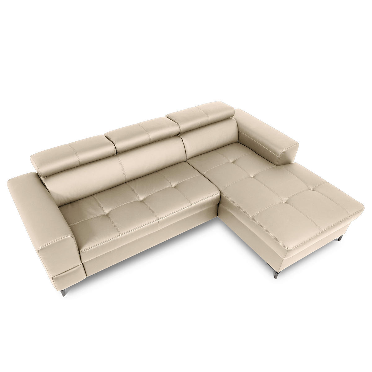 ECKSOFA Grau Echtleder Lederlook  - Schwarz/Grau, Design, Leder/Textil (247/173cm) - Livetastic