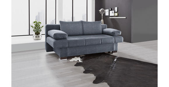 SCHLAFSOFA Blau, Grau - Wengefarben/Blau, KONVENTIONELL, Holz/Textil (200/80/104cm) - Novel