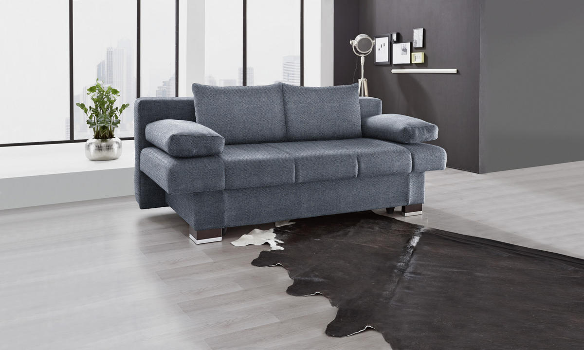 SCHLAFSOFA in Textil Blau, Grau  - Wengefarben/Blau, Konventionell, Holz/Textil (200/80/104cm) - Novel