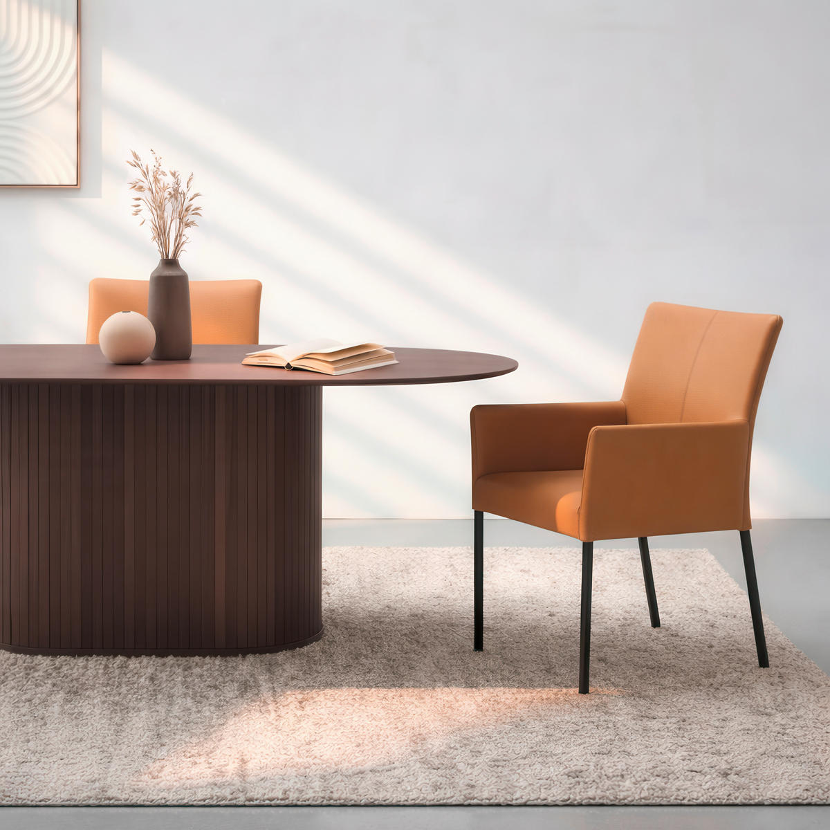 ARMLEHNSTUHL  Lederauswahl, Typenauswahl, inklusive Armlehnen  Echtleder  - Cognac/Schwarz, Design, Leder/Metall (56/96/62cm) - Johann Jakob