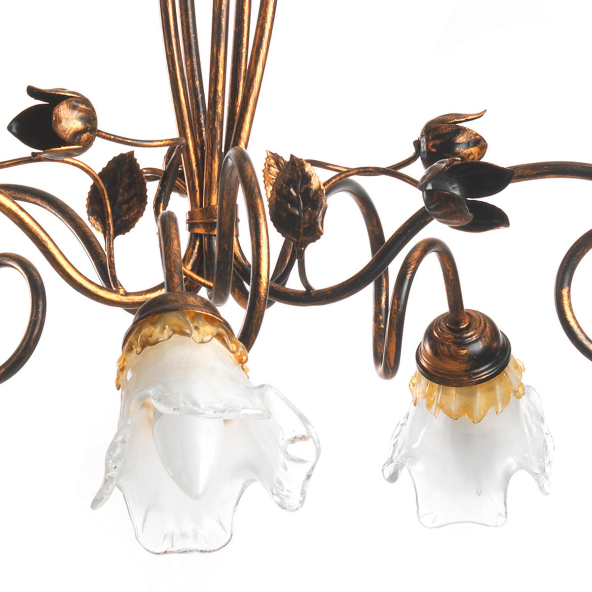 KRONLEUCHTER 80/90 cm   - Bronzefarben, KONVENTIONELL, Glas/Metall (80/90cm)