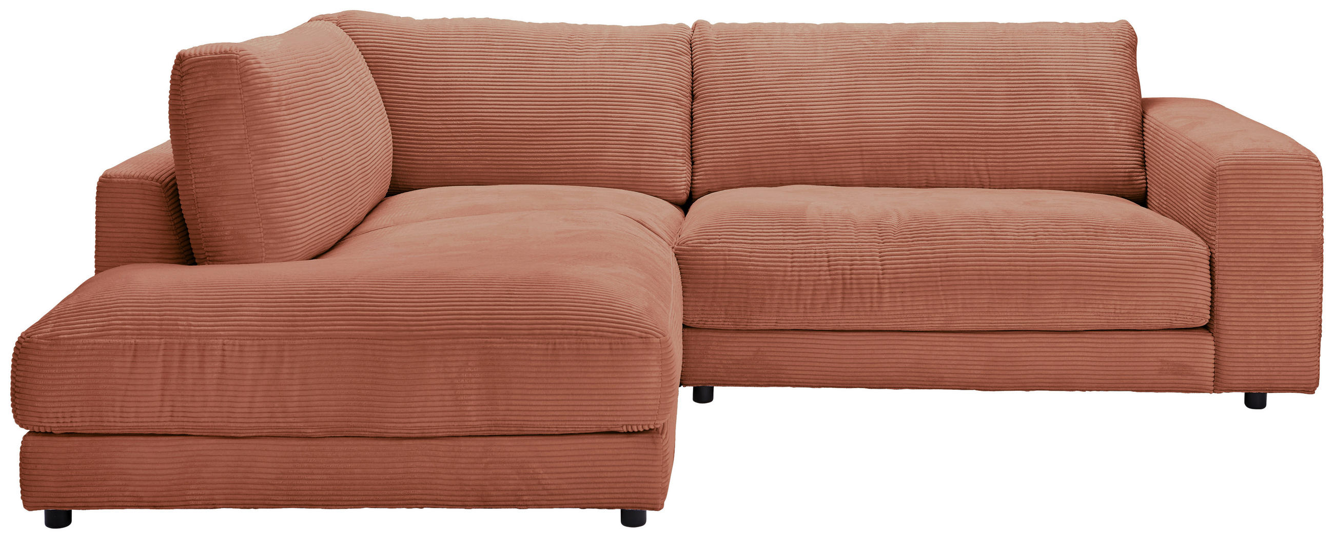 ECKSOFA Rostfarben Cord  - Rostfarben/Schwarz, Design, Kunststoff/Textil (224/265cm) - Hom`in