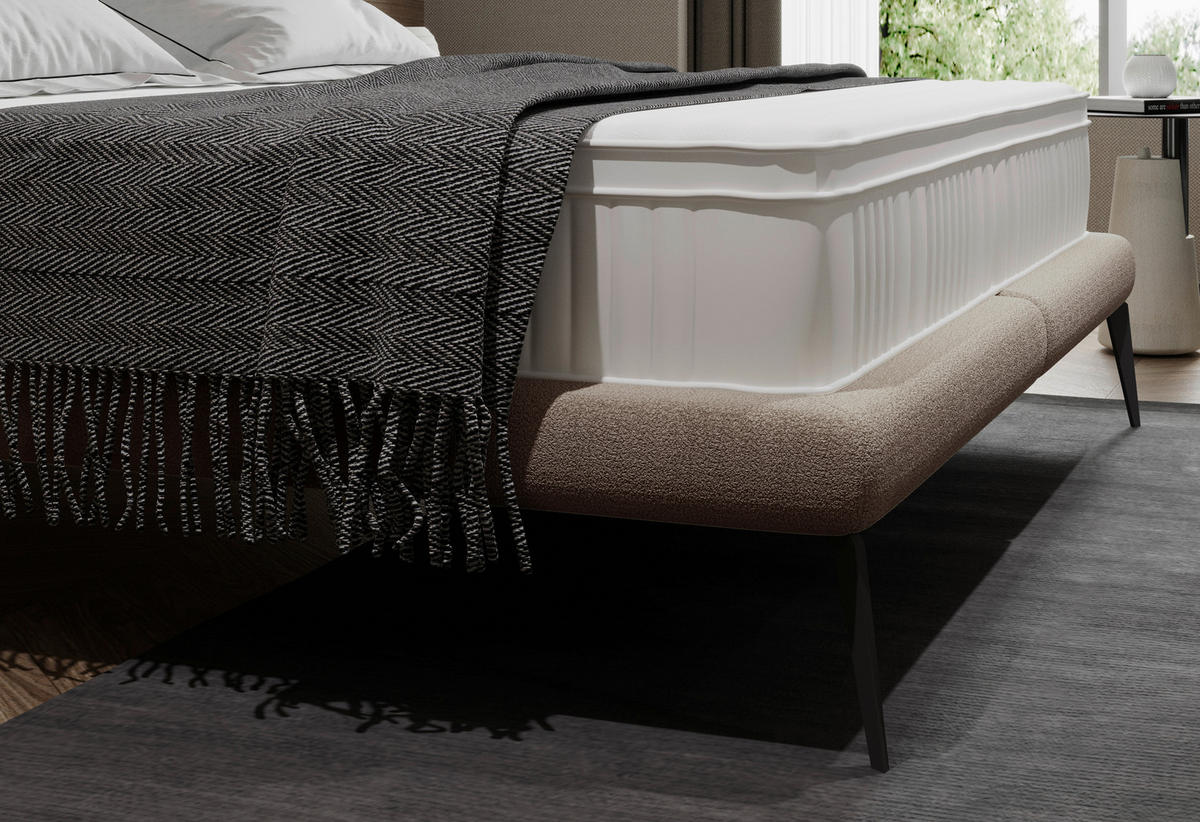 Polsterbett inkl. Matratze Matratze, gepolstertes Kopfteil, Topper 180/200 cm  in Braun  - Creme/Schwarz, MODERN, Textil/Metall (180/200cm) - Livetastic