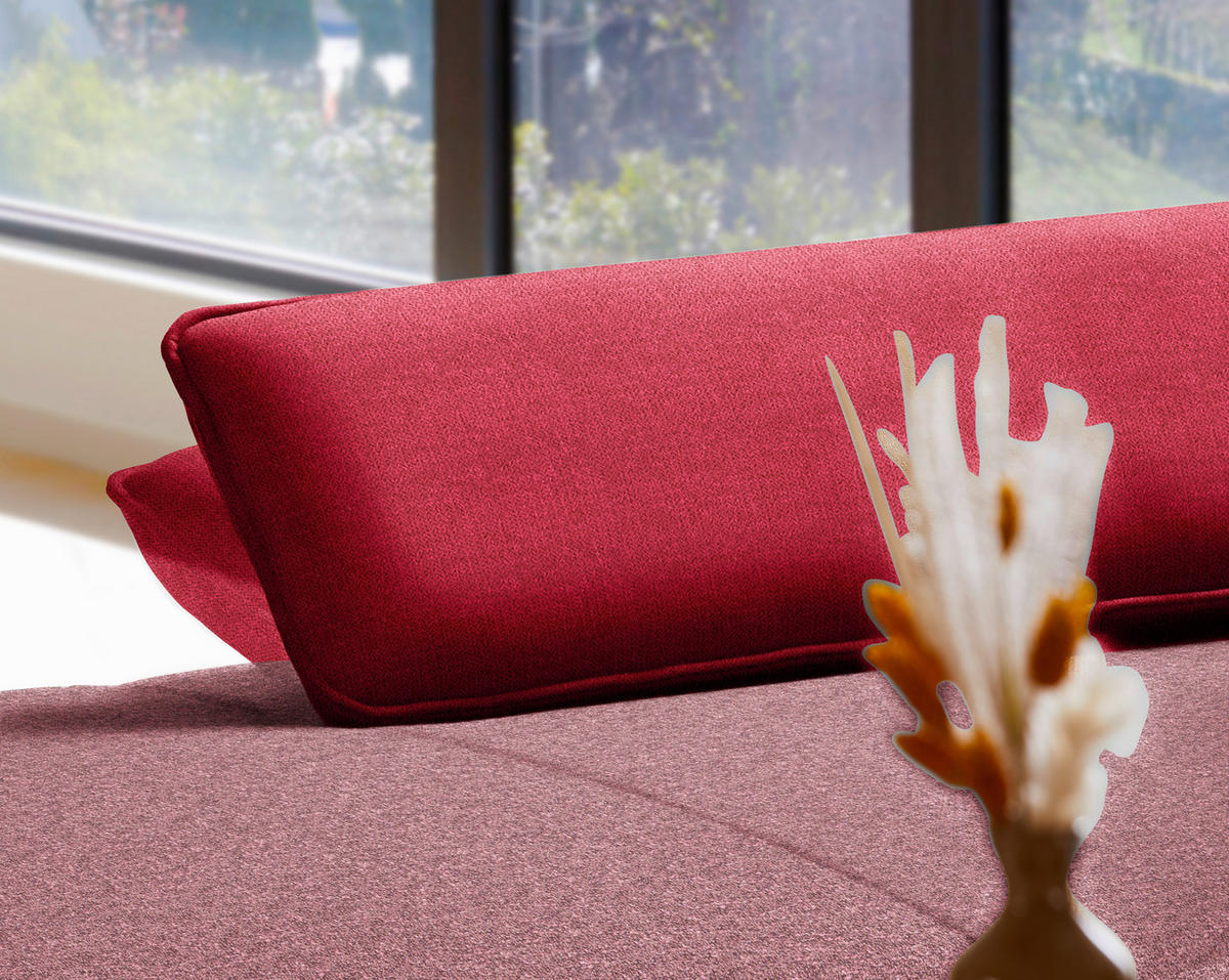 ECKSOFA in Flachgewebe Rot  - Rot/Schwarz, Design, Textil/Metall (191/301cm) - Moderano