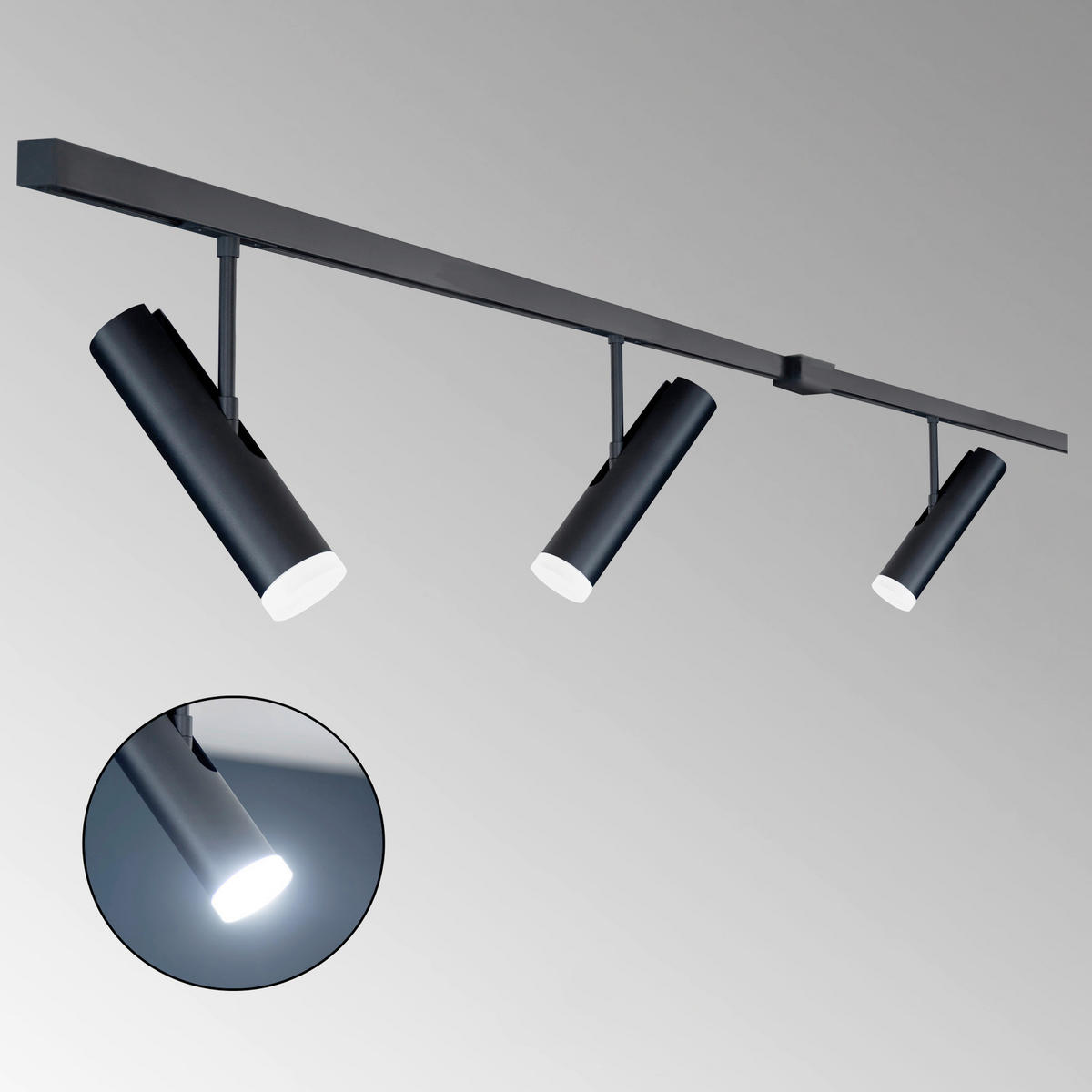 Schienensystem-Set Lina 300/4,5/25 cm  - Schwarz, Design, Metall (300/4,5/25cm) - Schöner Wohnen