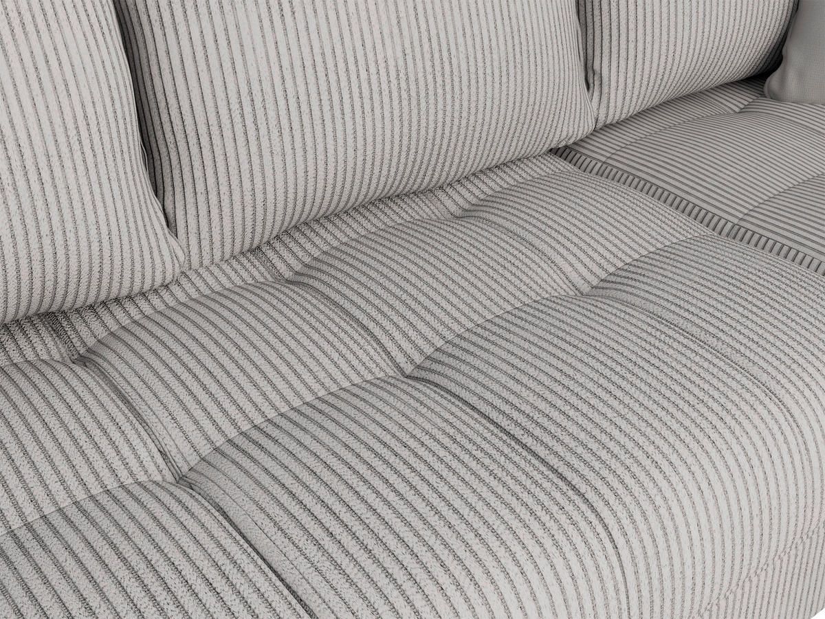 ECKSOFA Hellgrau Cord  - Hellgrau/Schwarz, Design, Kunststoff/Textil (177/276cm) - MID.YOU