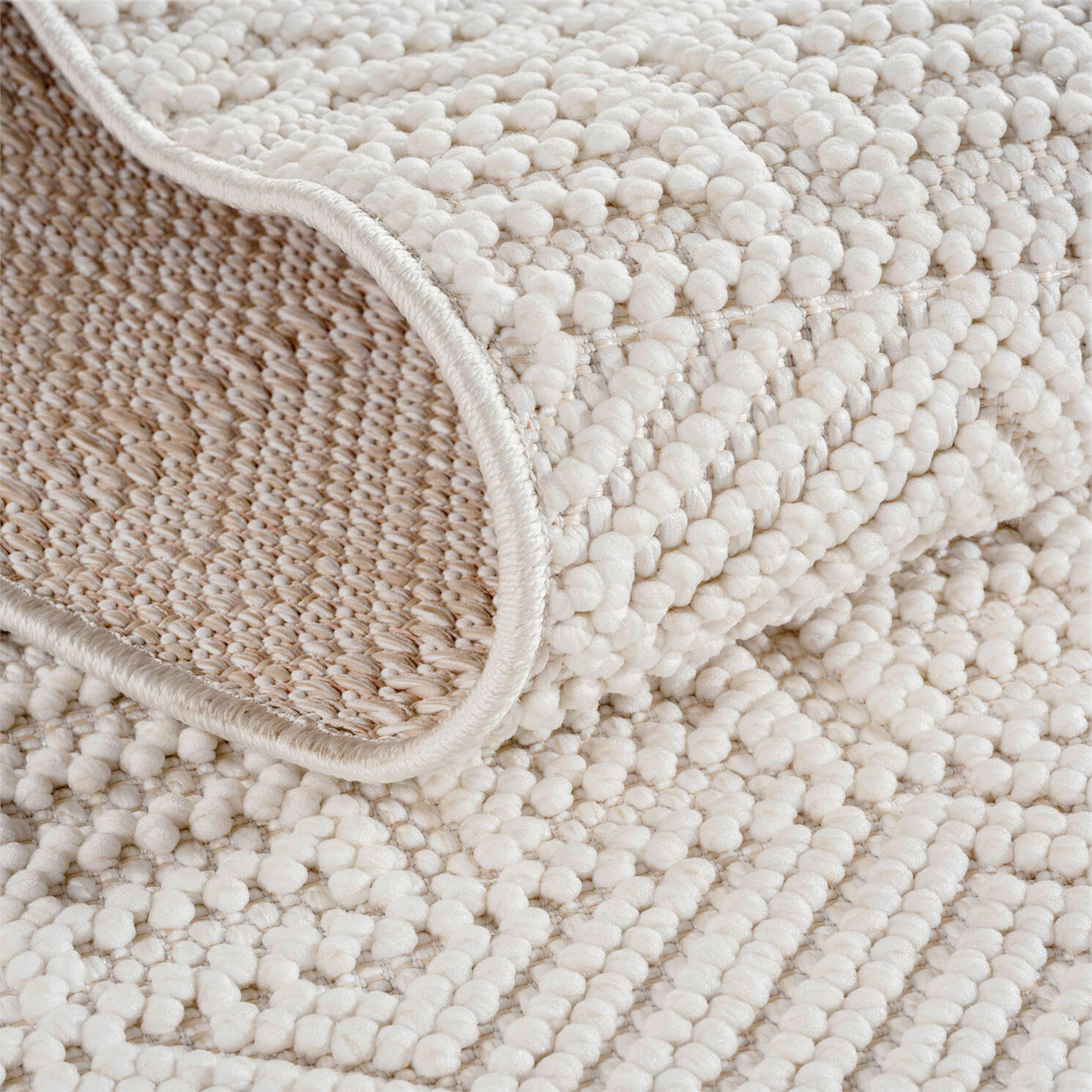 Thumbnail - Ayyildiz  Flachwebeteppich Helix, Creme, Textil, Boho, rechteckig, 80x250 cm, für Fußbodenheizung geeignet, lichtunempfi...