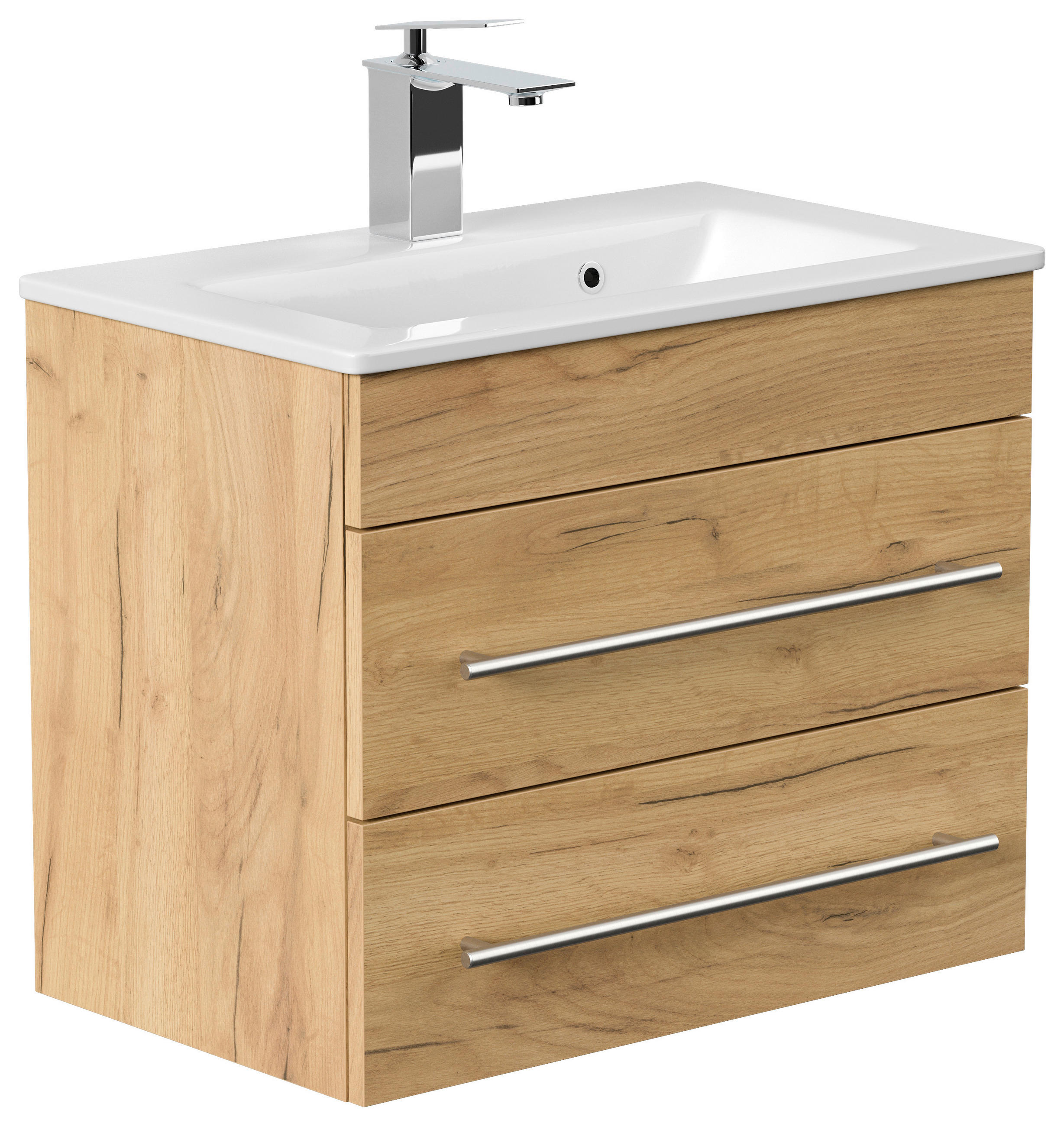 BADEZIMMER  in 60,6 cm  - Eichefarben/Silberfarben, MODERN, Keramik/Holzwerkstoff (60,6cm) - MID.YOU