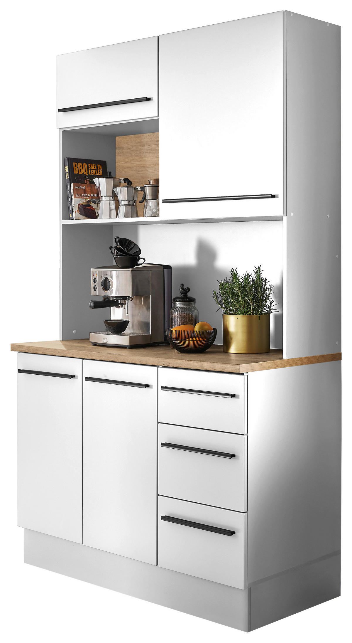 BUFFET 120/211/60 cm  in  - Weiß Hochglanz/Schwarz, Design, Holzwerkstoff/Kunststoff (120/211/60cm) - MID.YOU