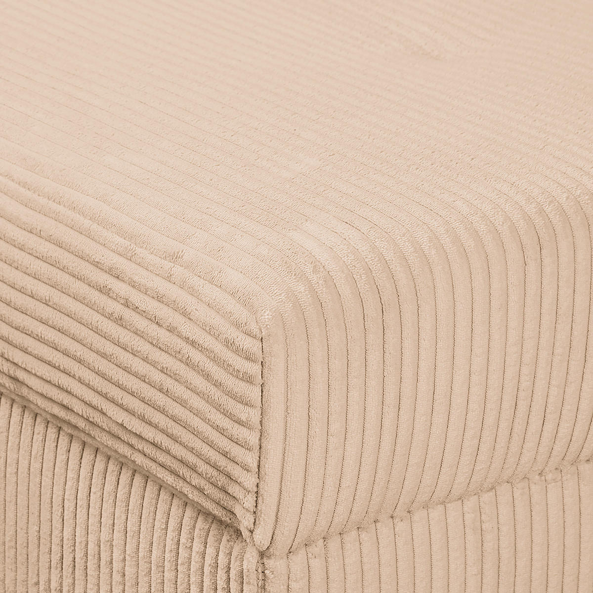 ECKSOFA inkl. Hocker Ariella in Cord Creme  231/161 cm  - Creme/Naturfarben, Design, Holz/Textil (231/161cm) - Livetastic