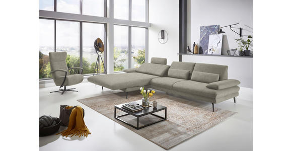 ECKSOFA in Velours Platinfarben 180/310 cm - Platinfarben/Schwarz, Design, Textil/Metall (180/310cm) - Dieter Knoll